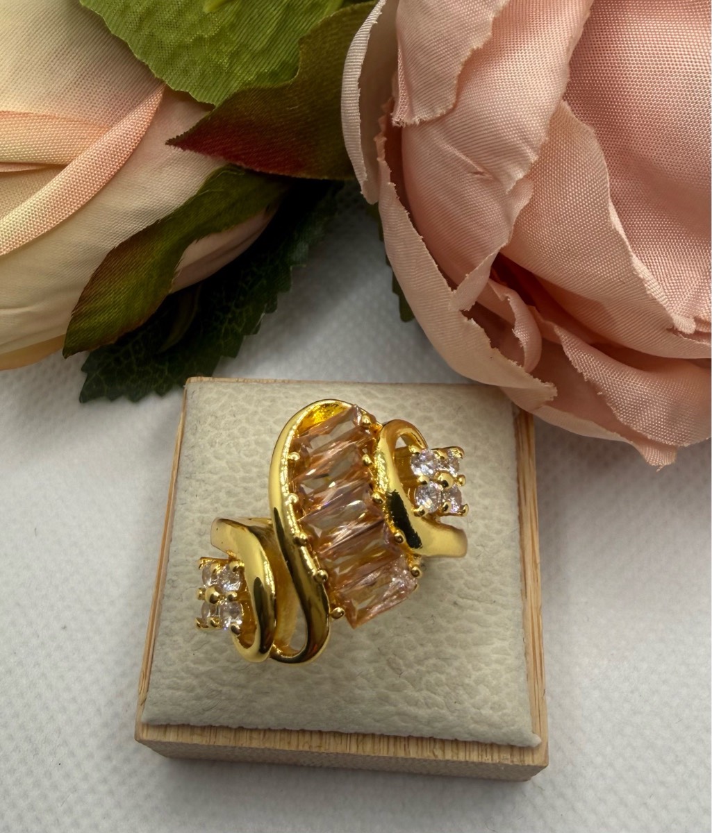 925 Stamped Gold Plated Crystal Statement Ring Size P