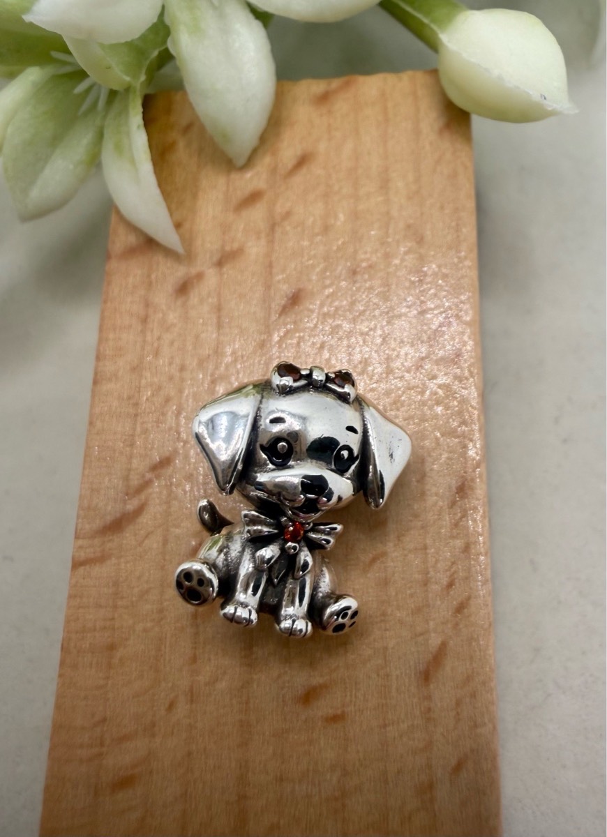 925 stamped sliver cute female dog charm