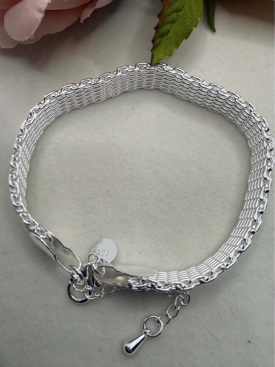925 stamped sliver mesh bracelet