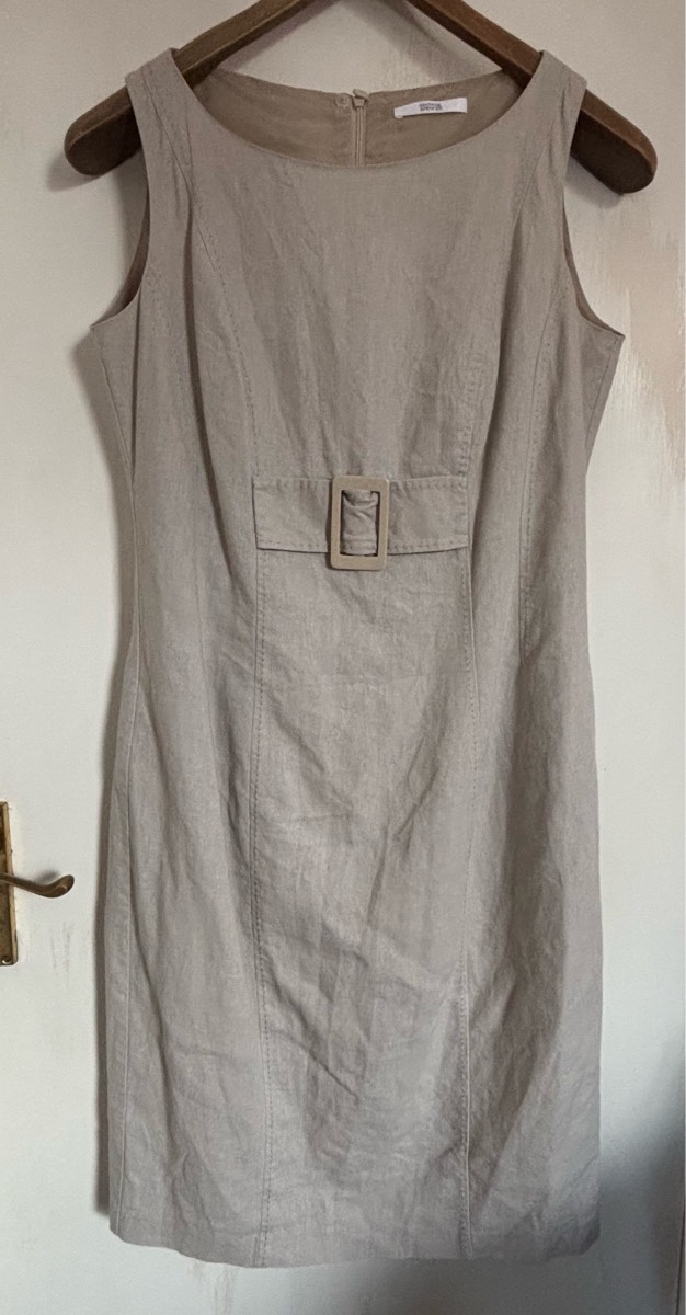 Flax Beige M&S Marks Spencer lines smart work dress size 12