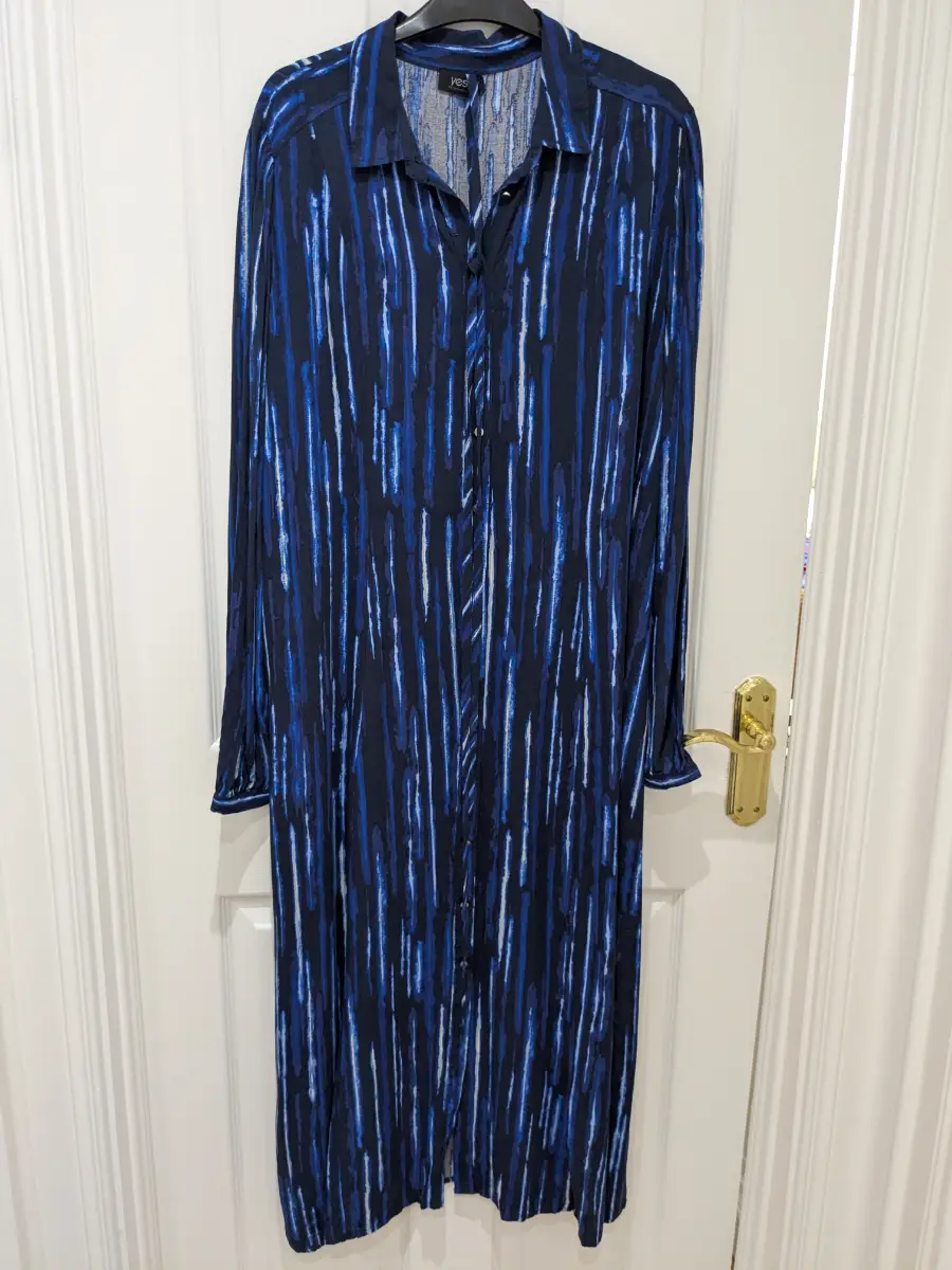 Yest ..Blue Abstract Shirt Dress ..Size 18uk..Exc Cond