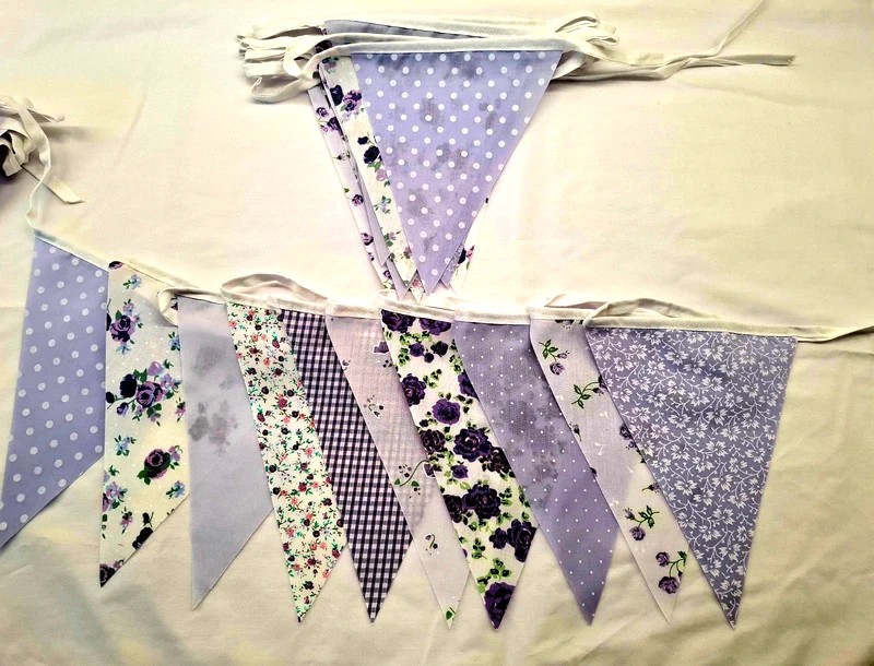 40ft Lilac Purple Floral Pastel Bunting Handmade Garland