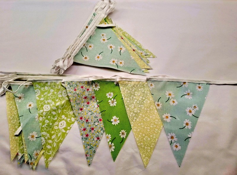 40ft Green Floral Pastel Bunting Handmade Garland