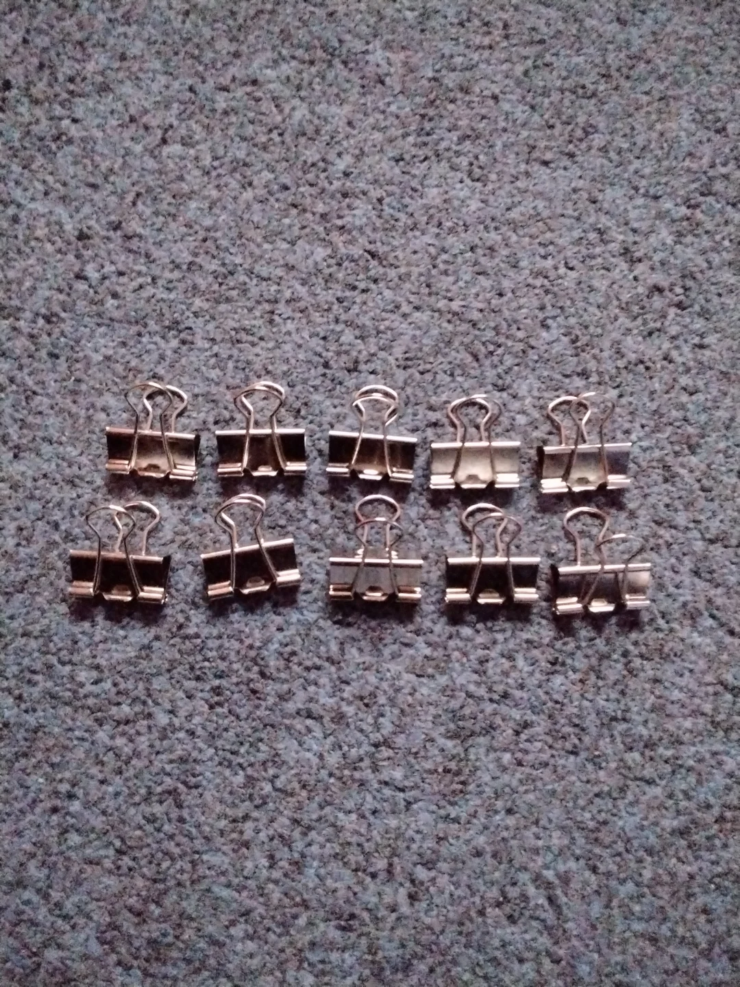10 X small silver bulldog clips