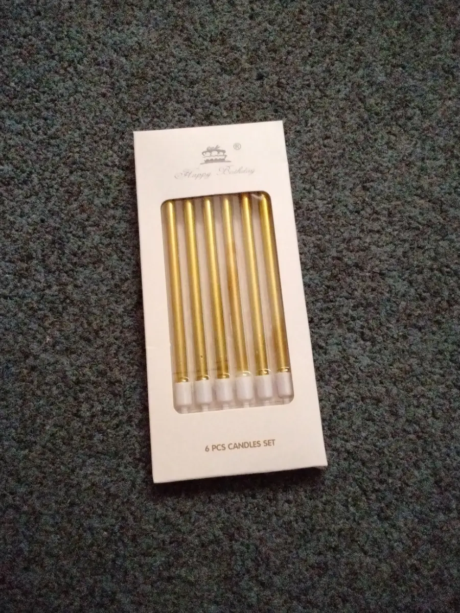 6 piece gold long candles with holders