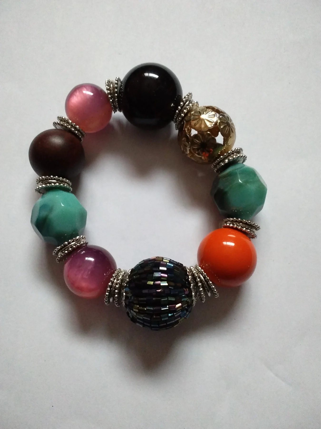Multicoloured Bead Elasticated bracelet