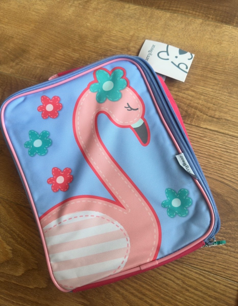 Harry Bear flamingo lunch or school bag