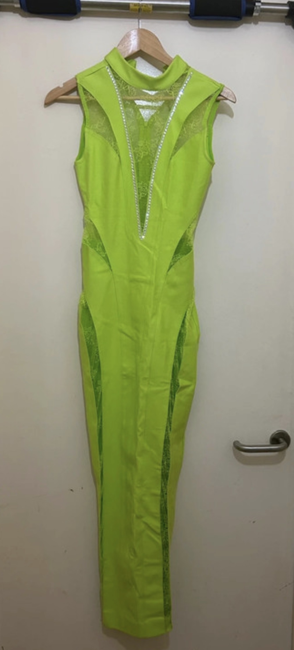 Neon green Karen Millen bodycon maxi dress UK 6 – sexy evening holiday party fitted