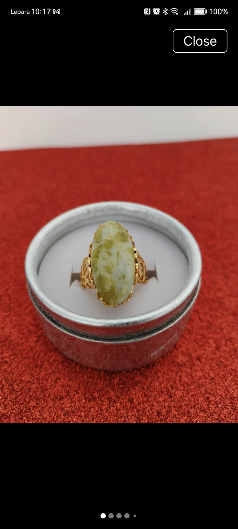 💥 genuine Connemara Marble solitaire ring size M 💚18.74Cts 💚