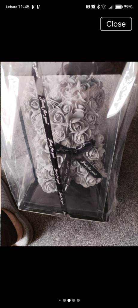 🆕🧸 Gorgeous gift boxed grey floral teddy bear unopened 🧸