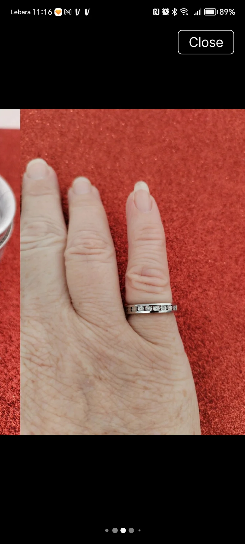 🌹Gorgeous diamond band ring silver tone size L🌹