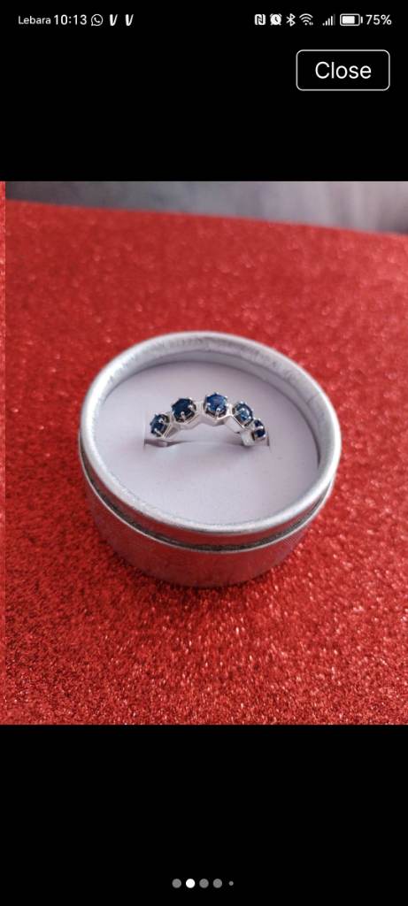🆕💙 gorgeous genuine Kashmir Kyanite 5 stone ring platinum overlay sterling silver size L💙