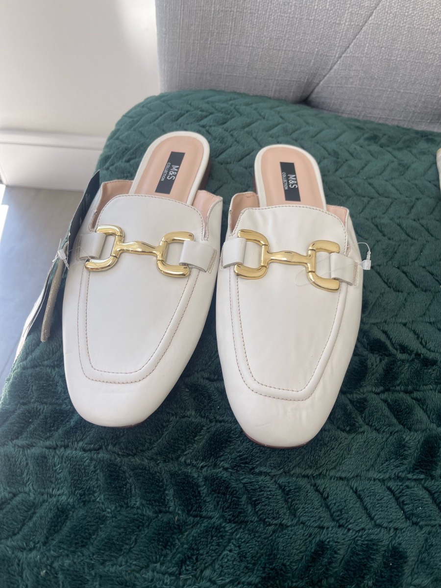 M&S Collection Leather Buckle Sandal Size 8