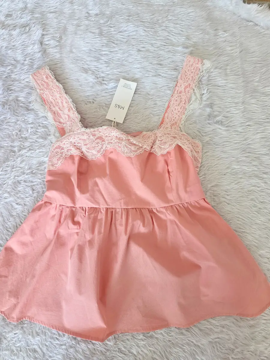 Brand New M&S Pink Peplum Top with Lace Trim (Size 12 REG) 🌸