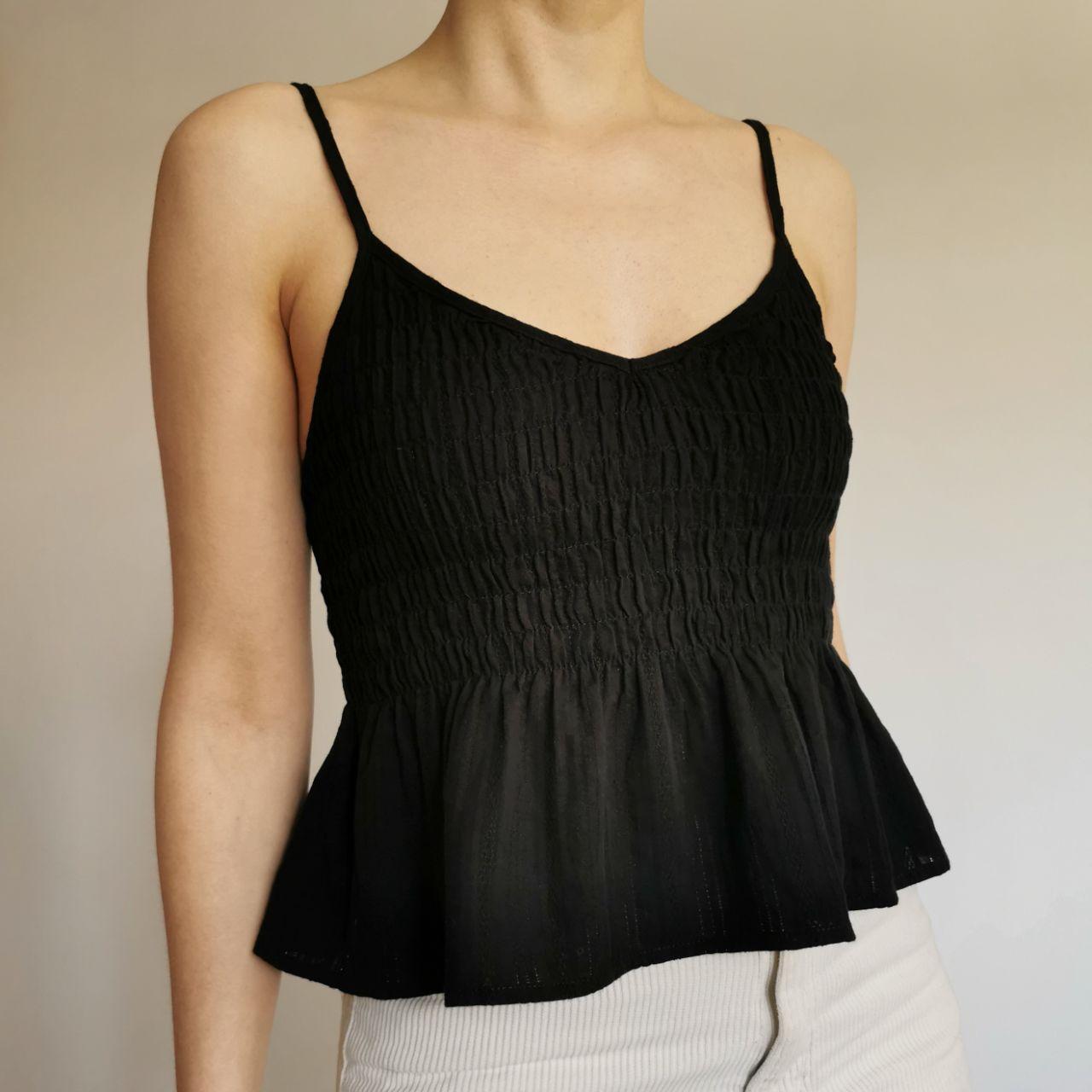 Vintage Black Shirred Cami Top