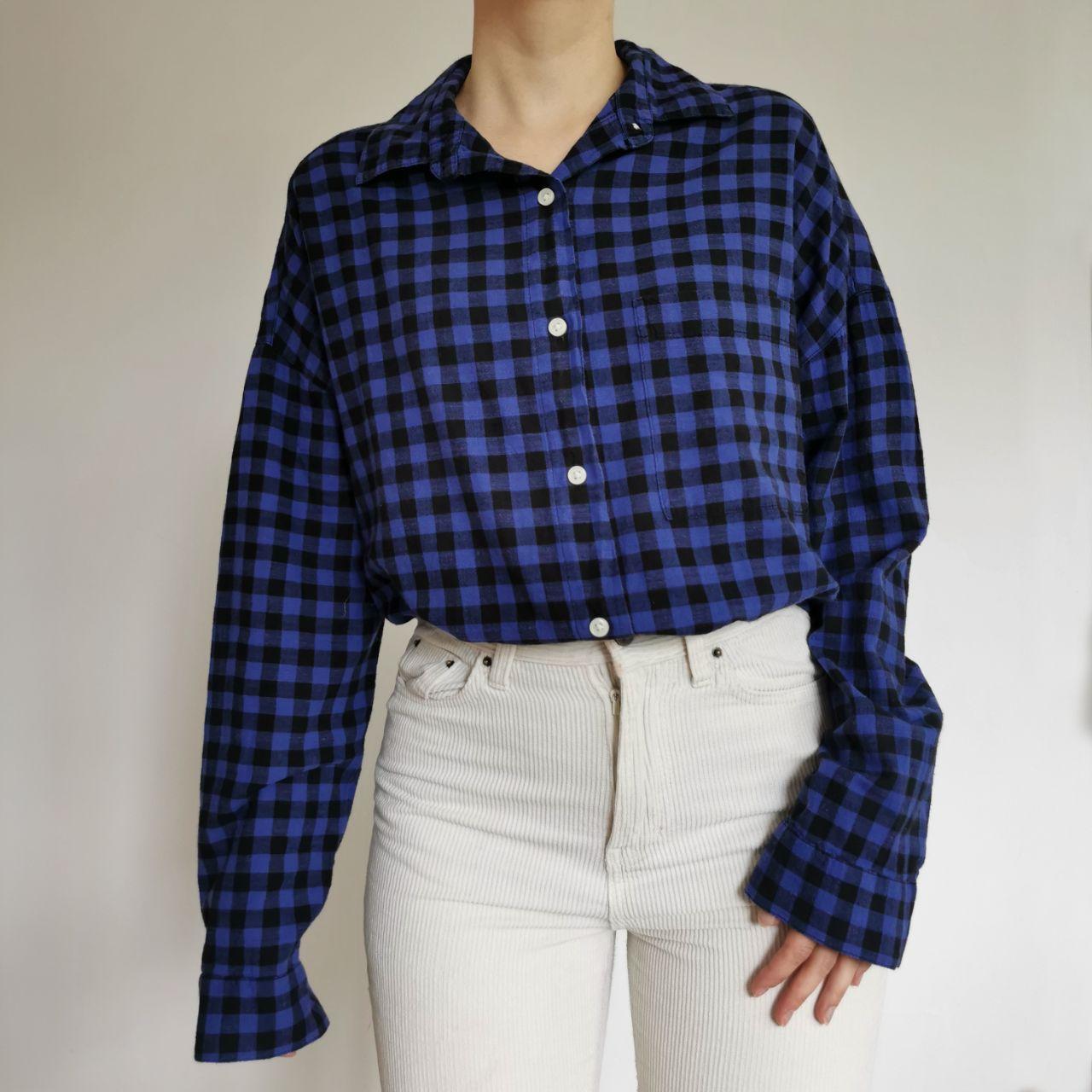 Blue & Black Check Oversized Boyfriend Shirt
