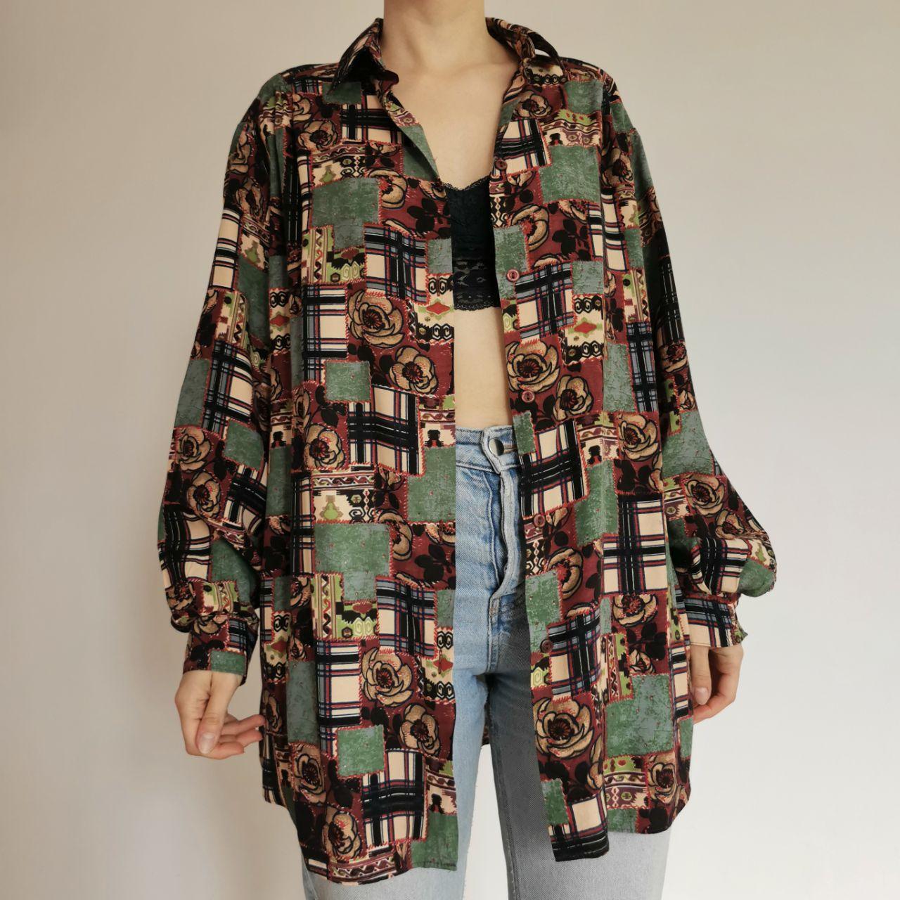 Vintage Abstract Patterned Long Sleeve Shirt