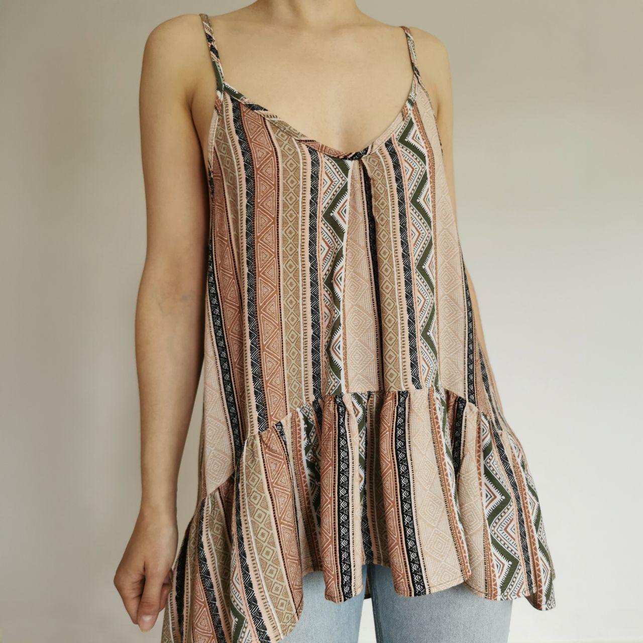 Vintage Geometric Aztec Print Flowy Cami Blouse