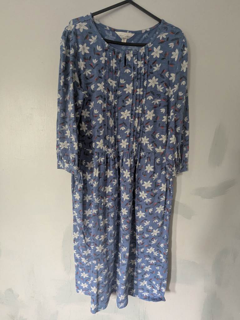 Seasalt Cornwall blue Chycarne Jersey Dress 100% organic cotton UK 8