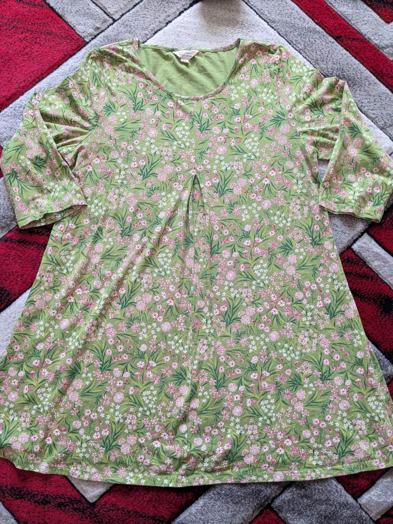 Seasalt cornwall arusha tunic green floral long top organic cotton UK16