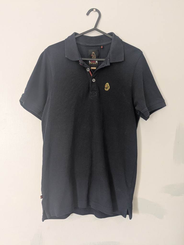 Luke sport navy mens polo top shirt 100% cotton UK S