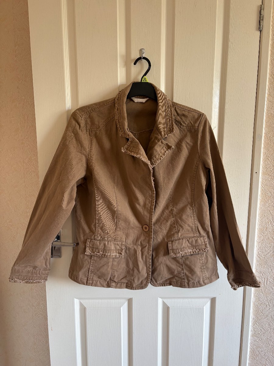 For Women Woman’s Light Brown Casual Jacket Suze 18 with Pockets