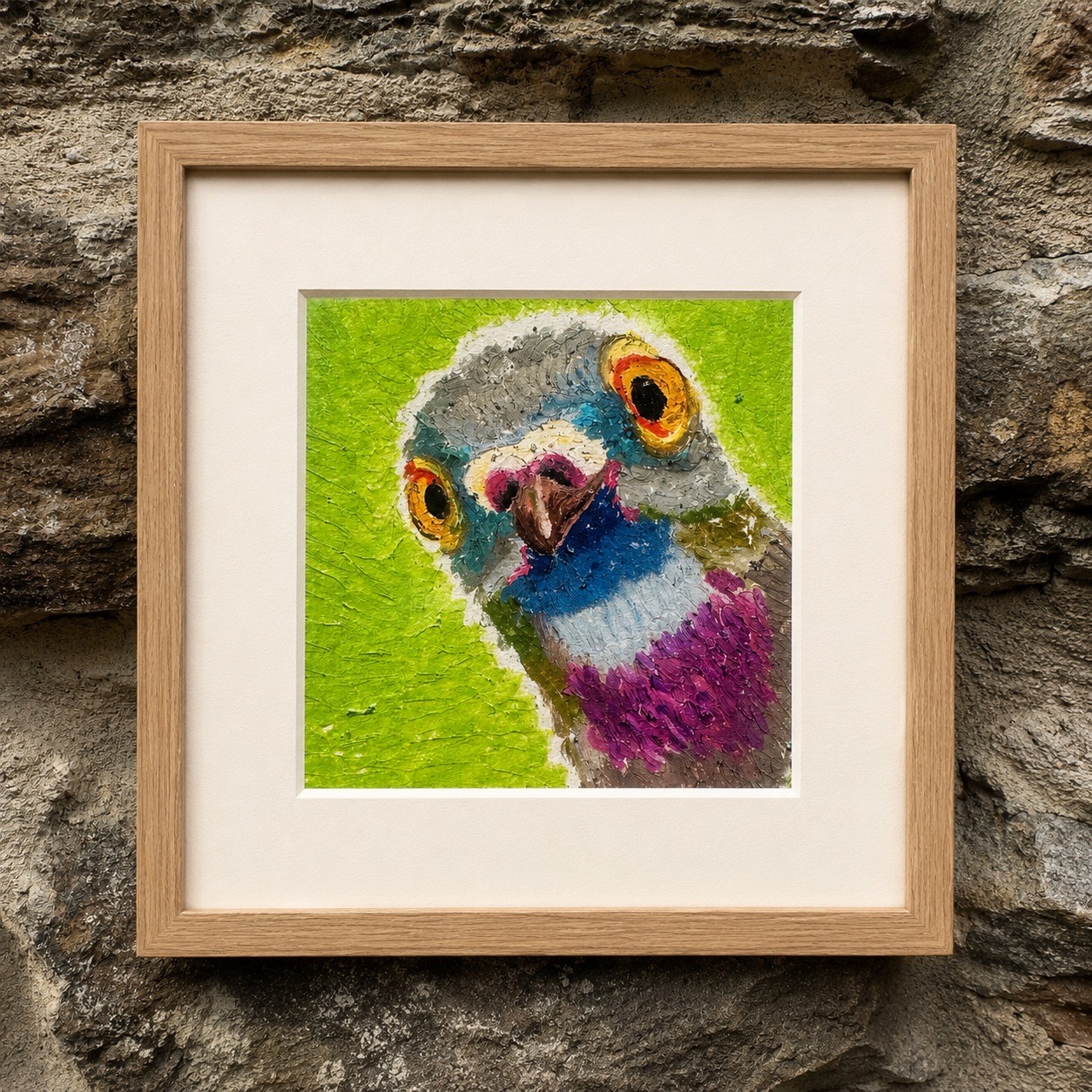 Pigeon oil pastel art print 5x5 inch