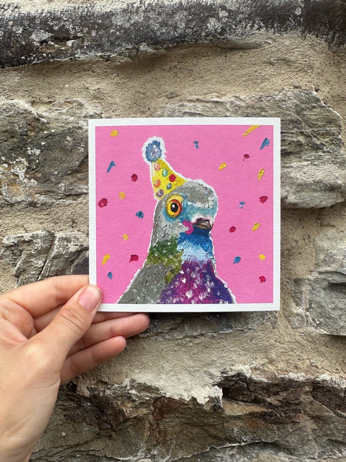 Pigeon Oil pastel Art print