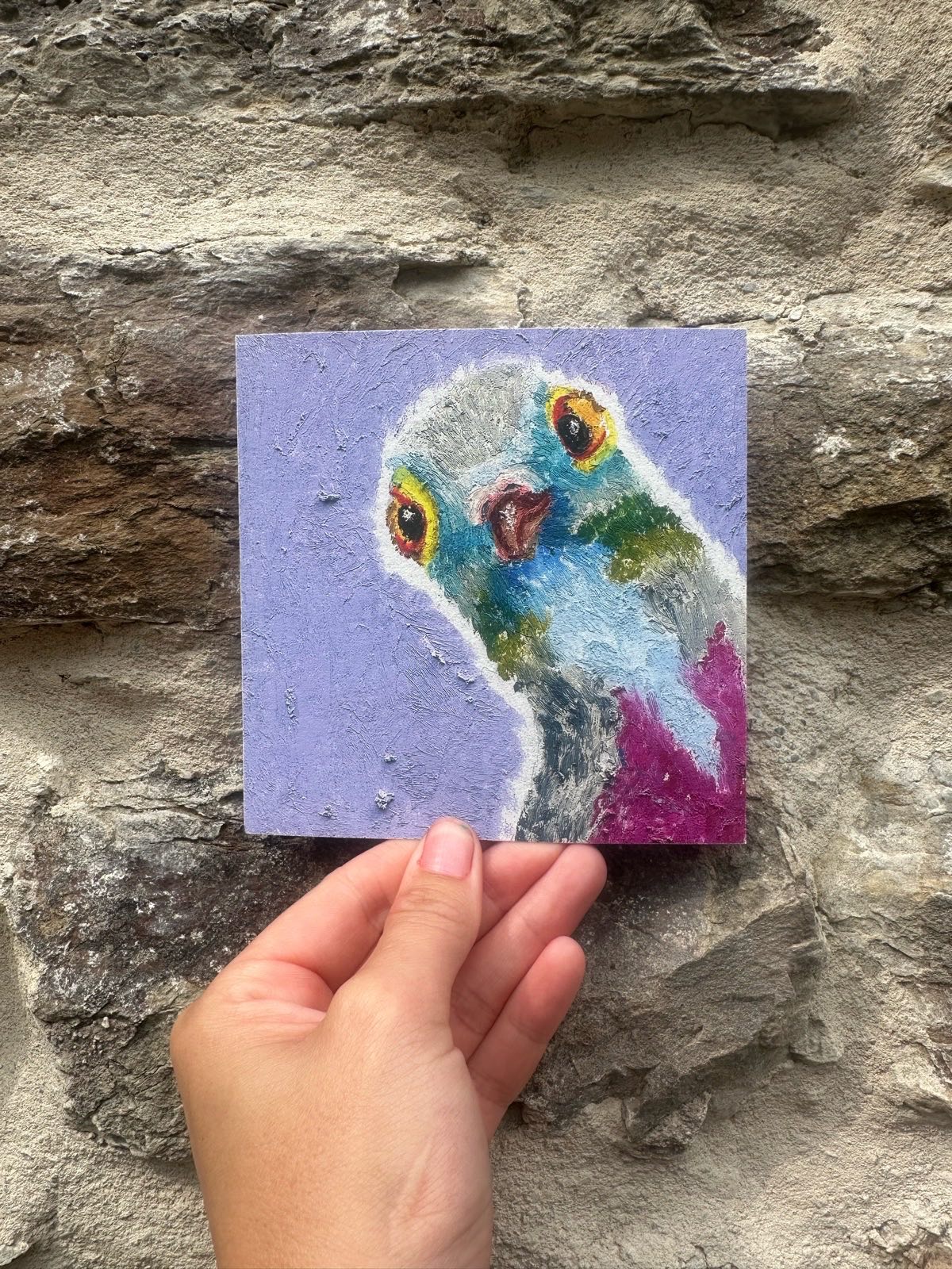 Penny pigeon oil pastel print art
