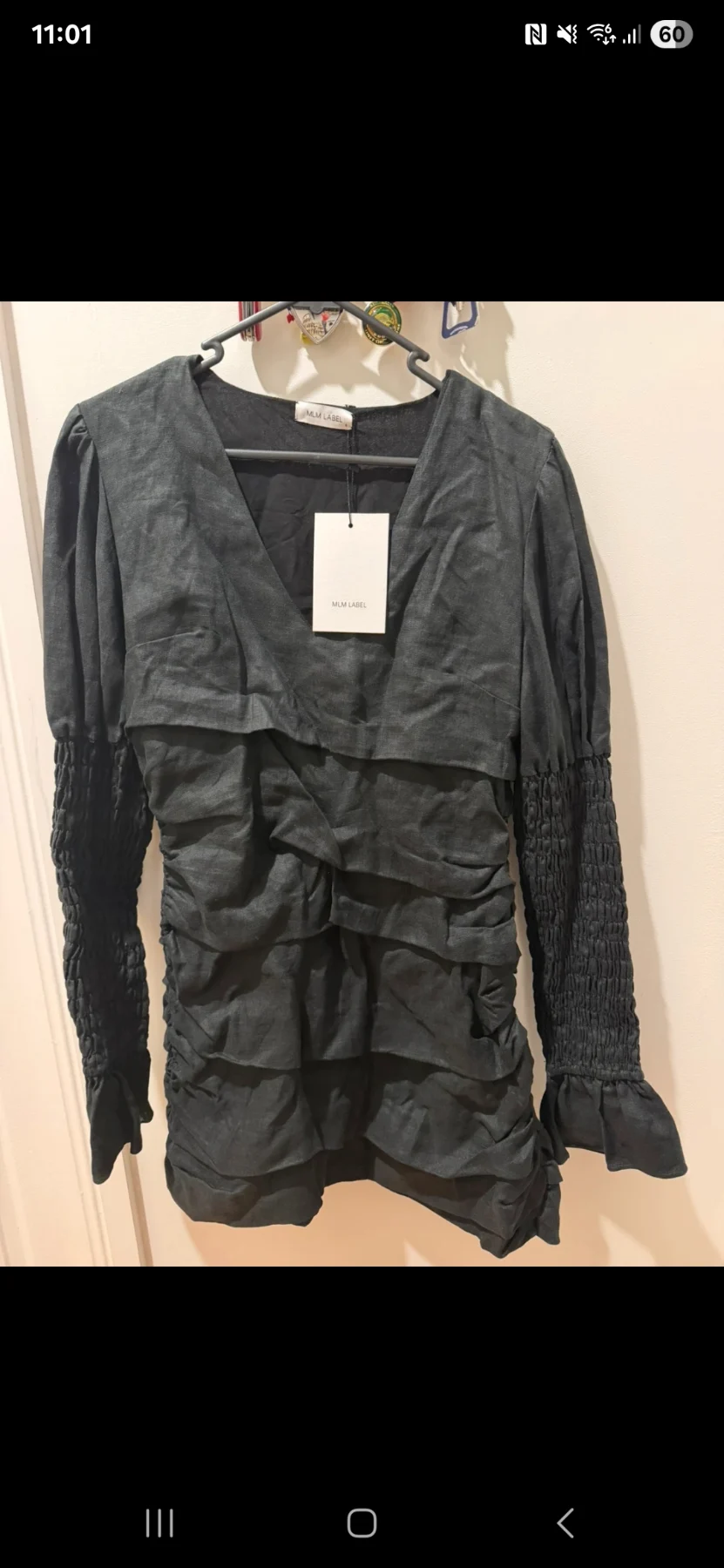MLM Label Dress - Tiered Black with Flute Sleeves