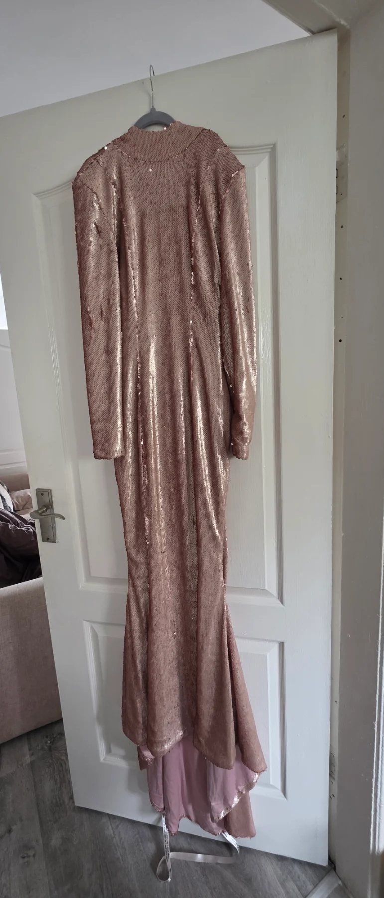 House Of CB Rose Gold Sequin Ballgown