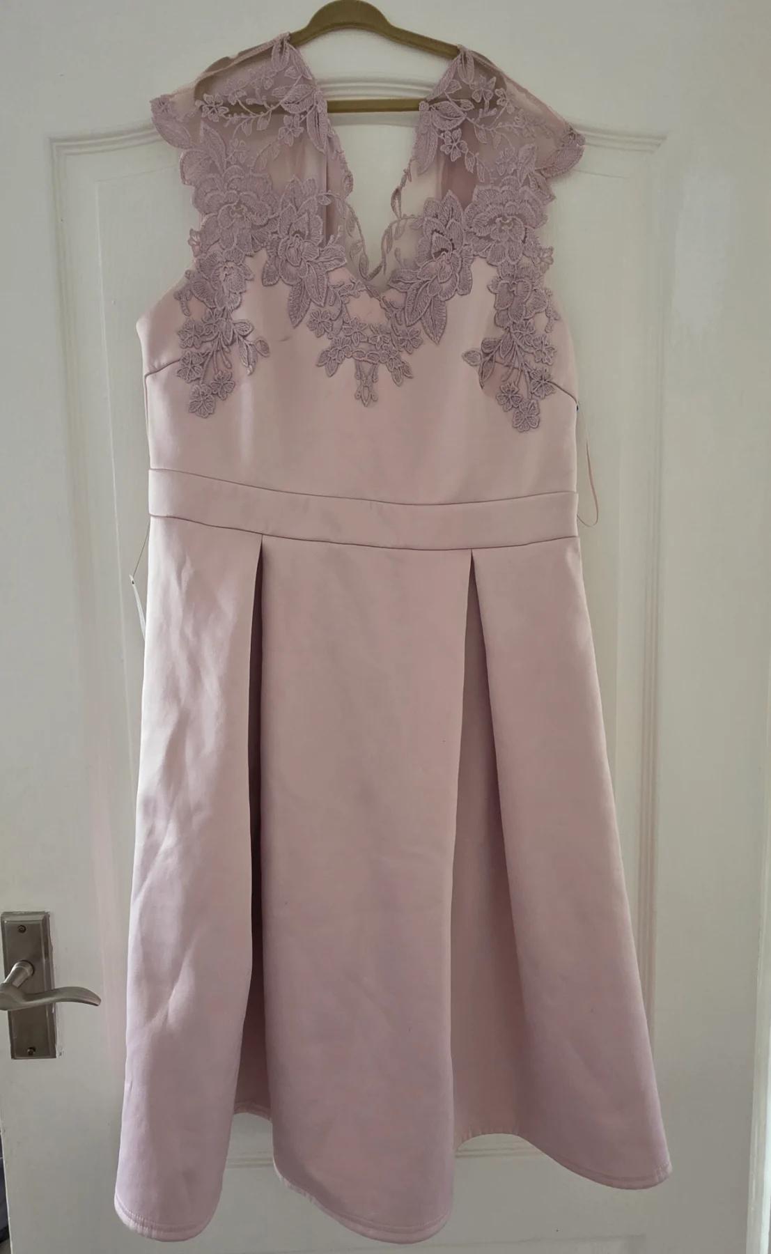 Lipsy Petite Dress In Pale Pink with Halterneck Back