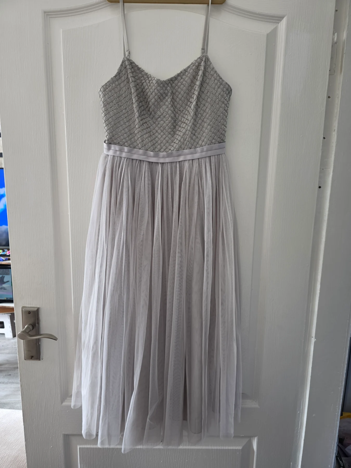 Needle & Thread Tulle Dress in Dove Grey