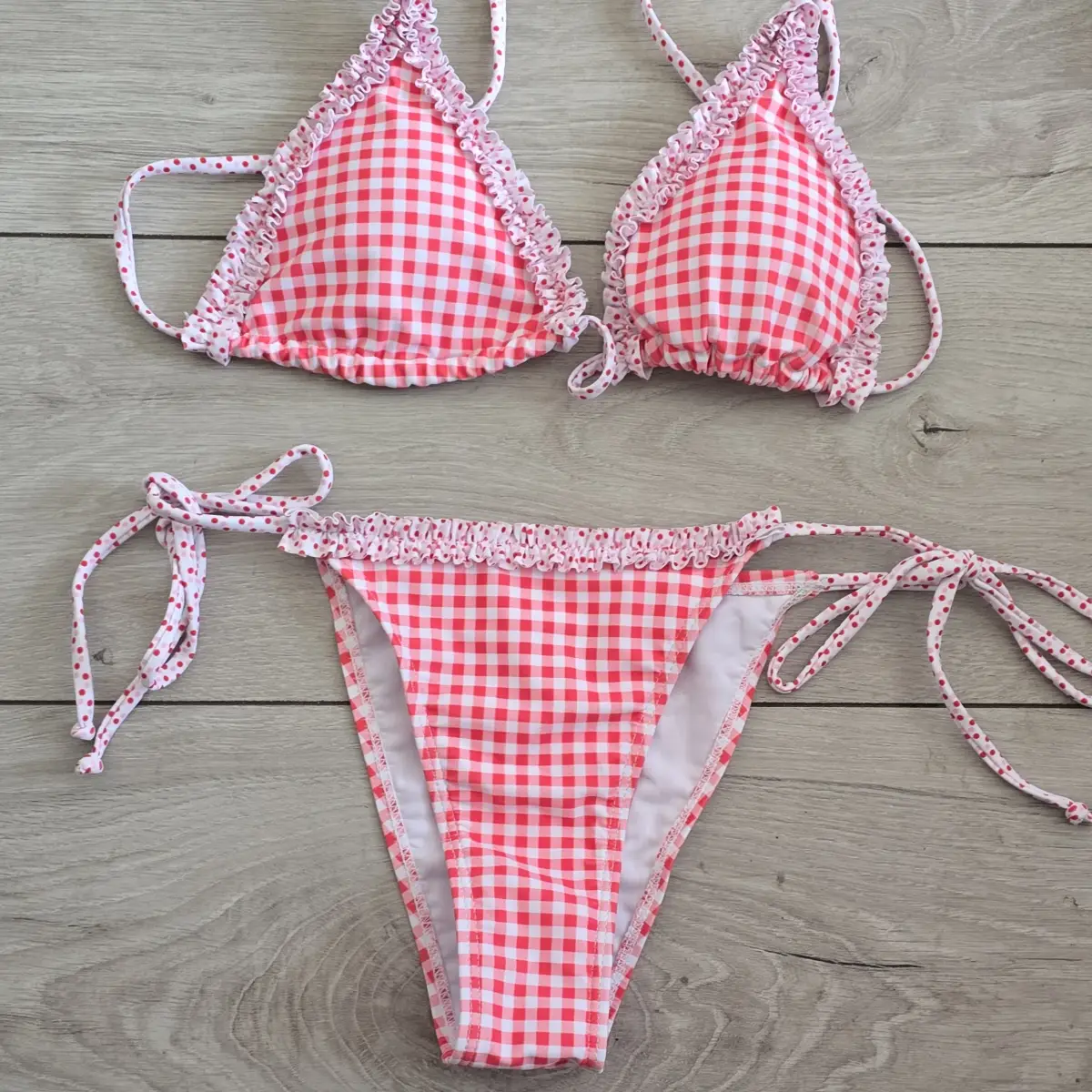 Pink checked bikini