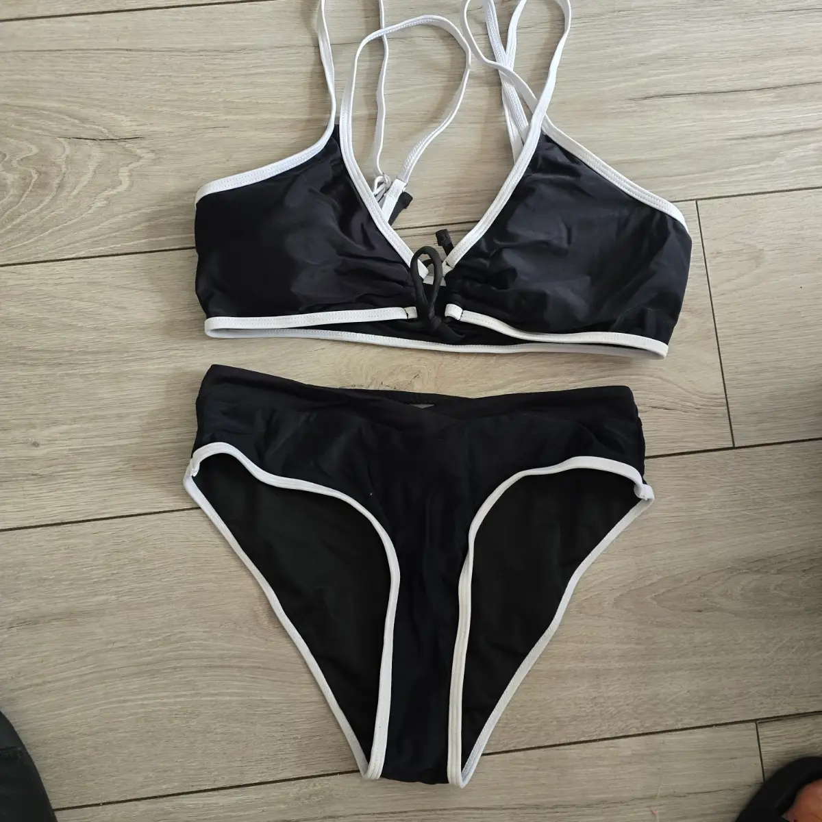 black and white bikini