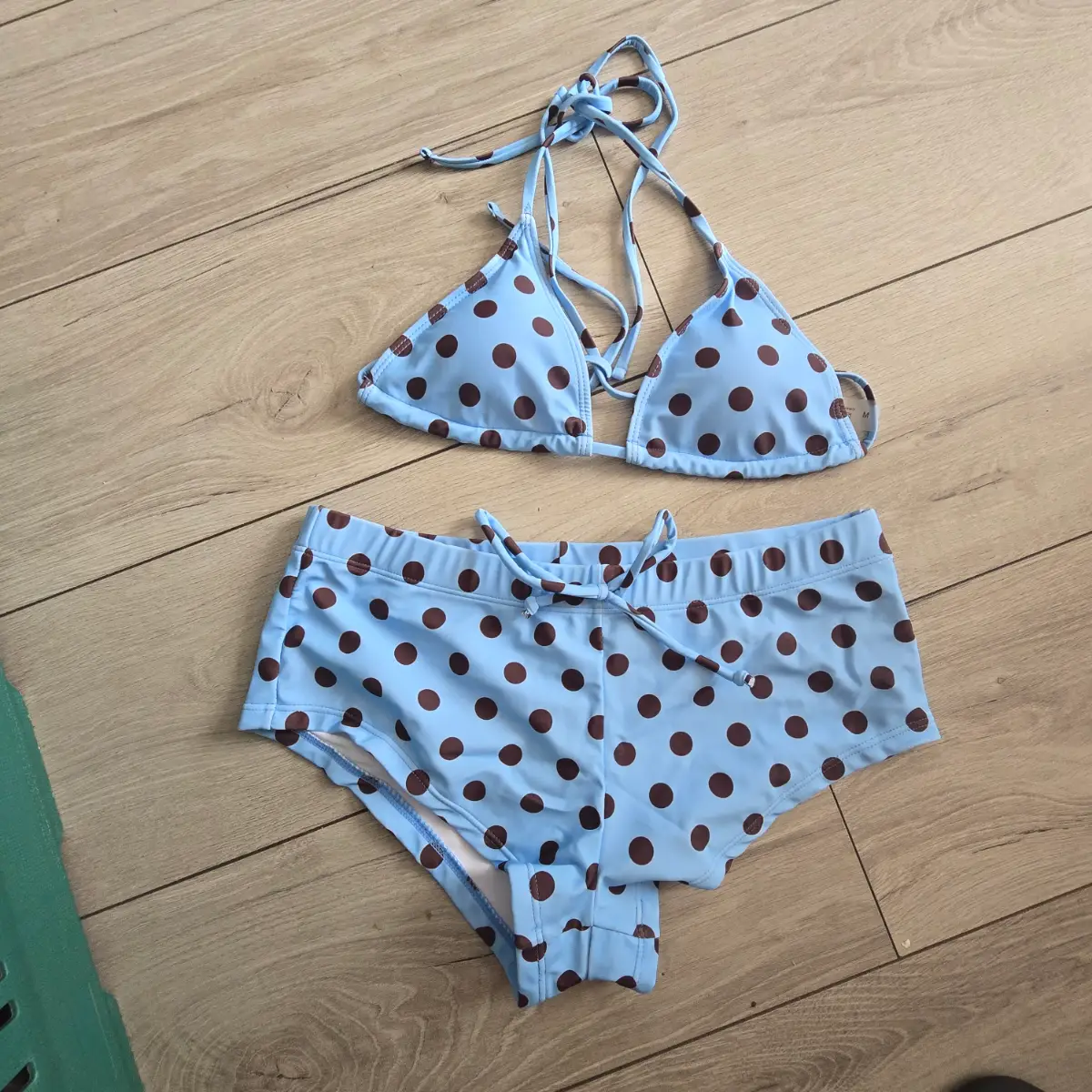 blue spotty bikini