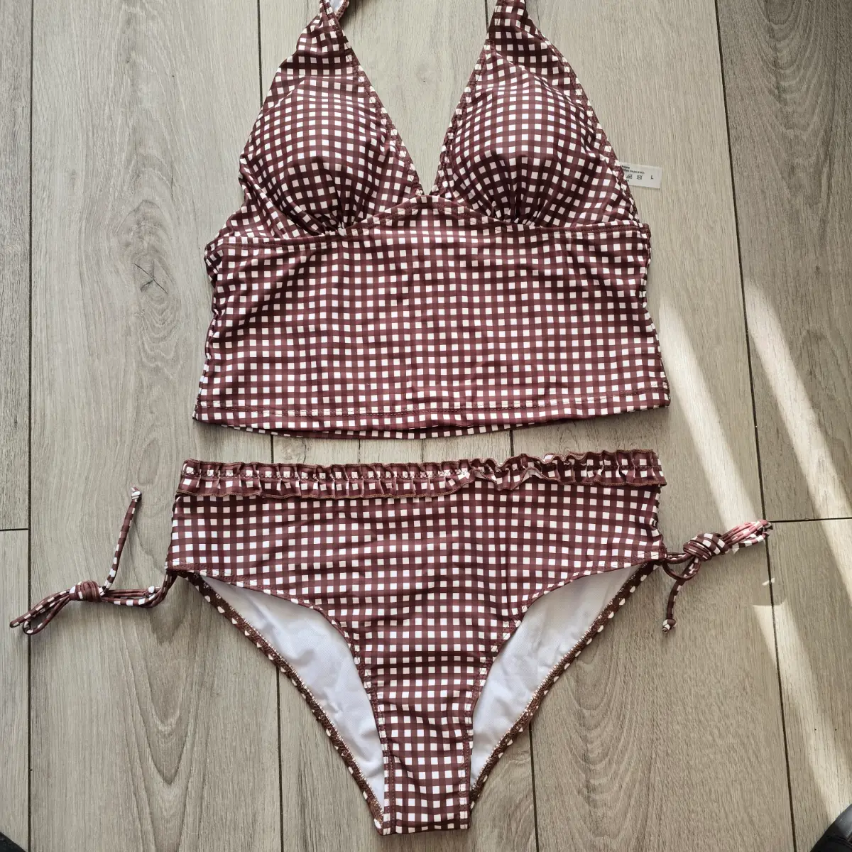 Brown checked bikini