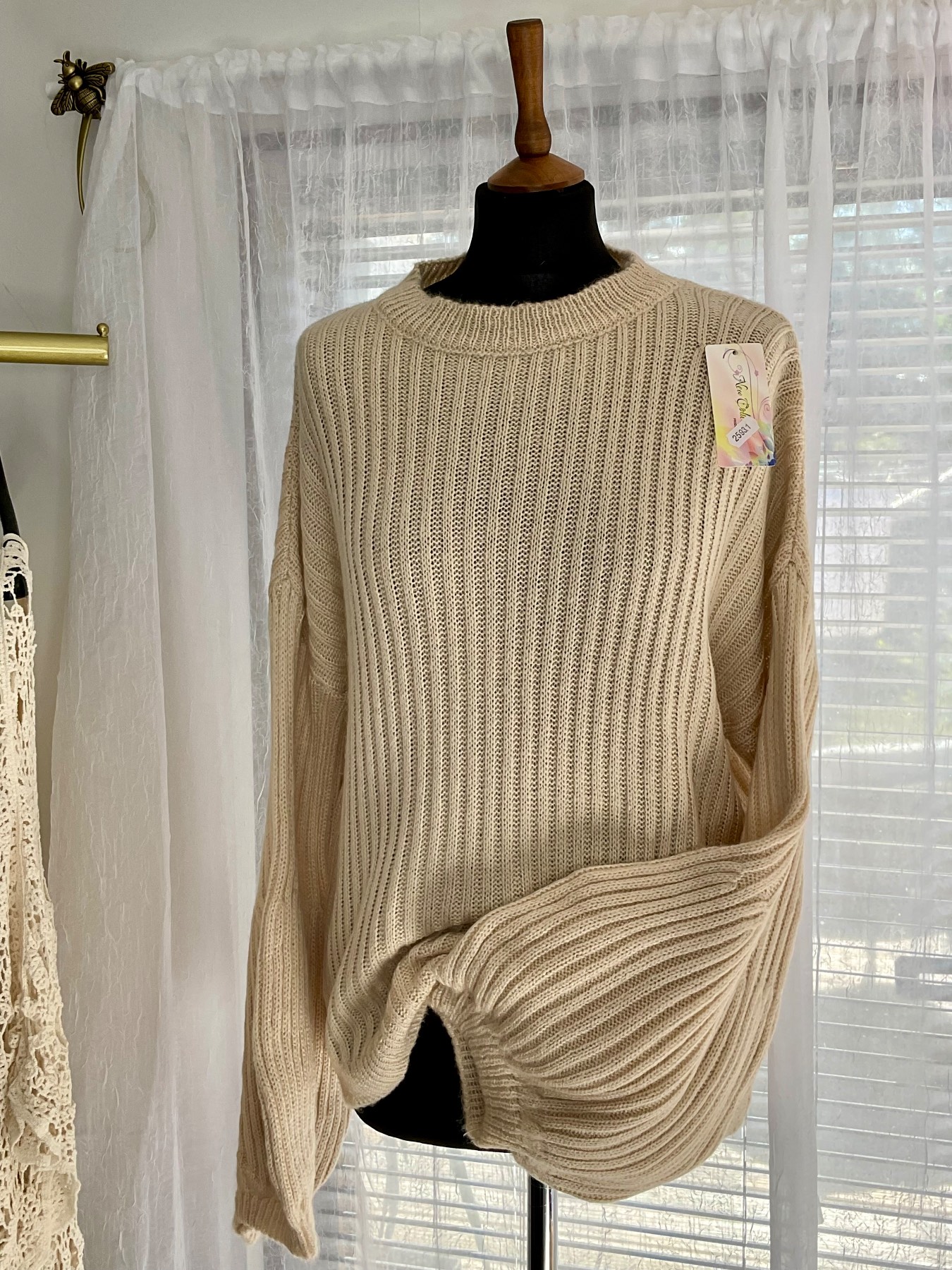 Balloon Sleeve Knit Jumper one size 8-16/18 Oatmeal cream