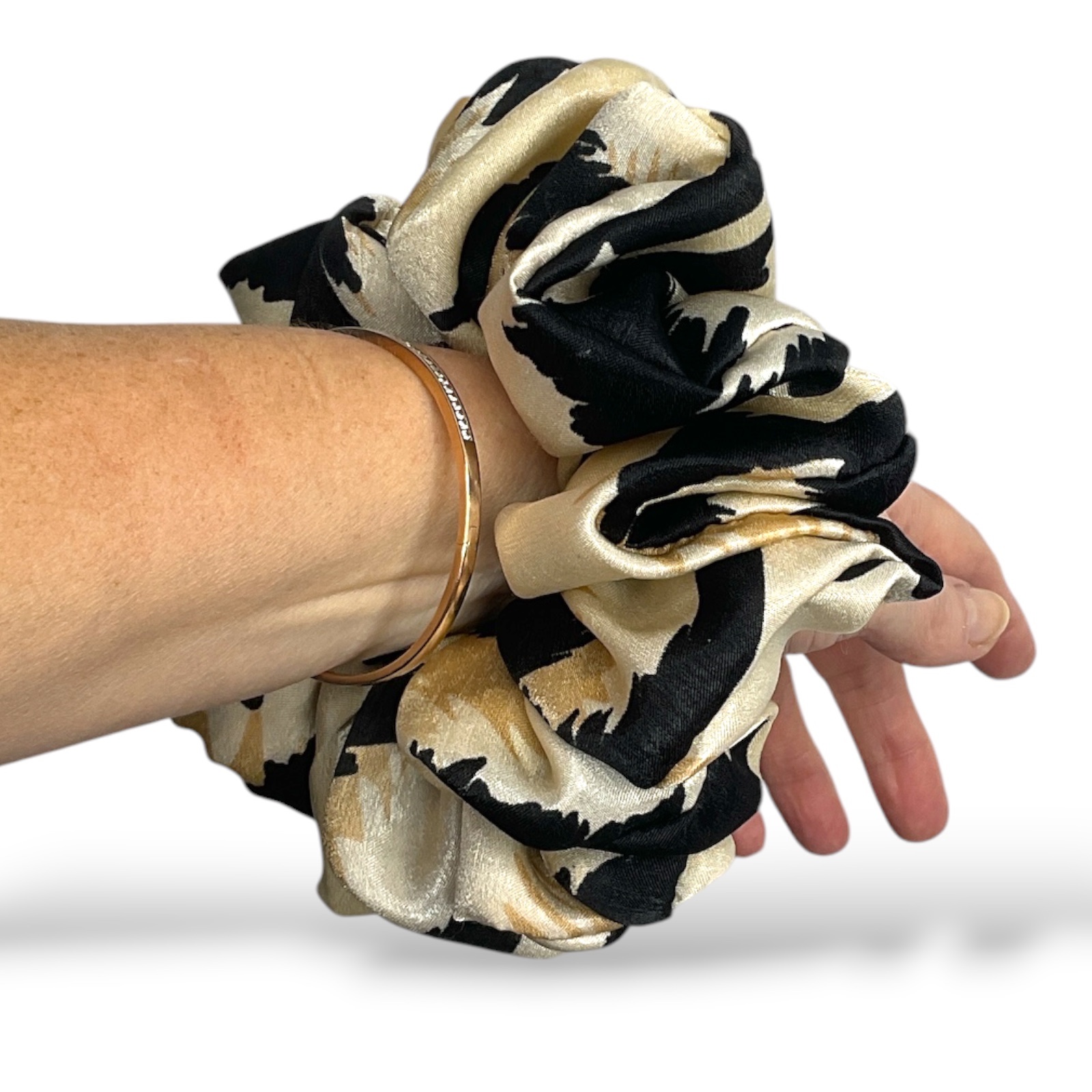 Hand Made XL Hair Scrunchie. Silky Feel. Animal Inspired Print.