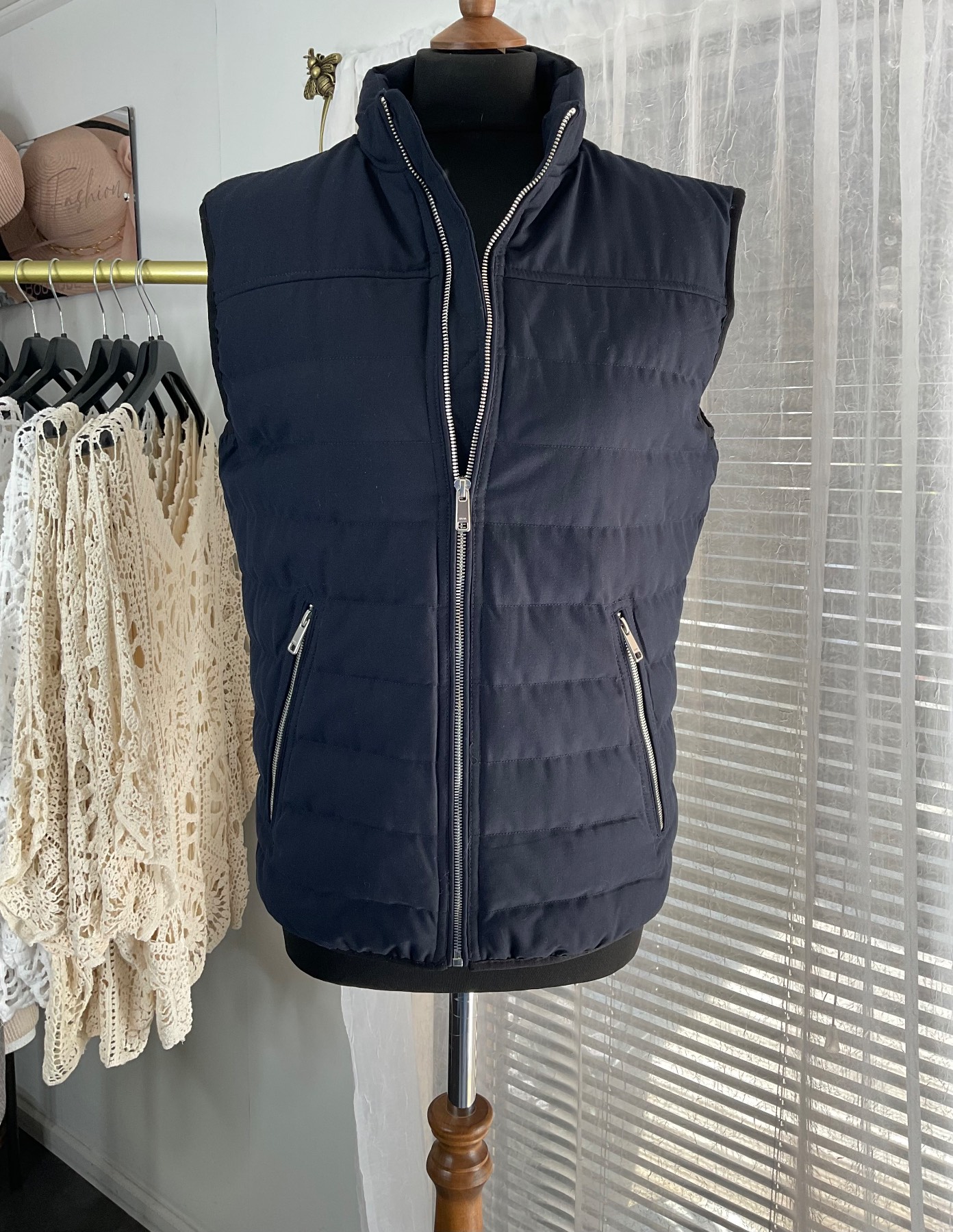 Zara Navy Padded Gilet Size S 8-10. Excellent New Condition