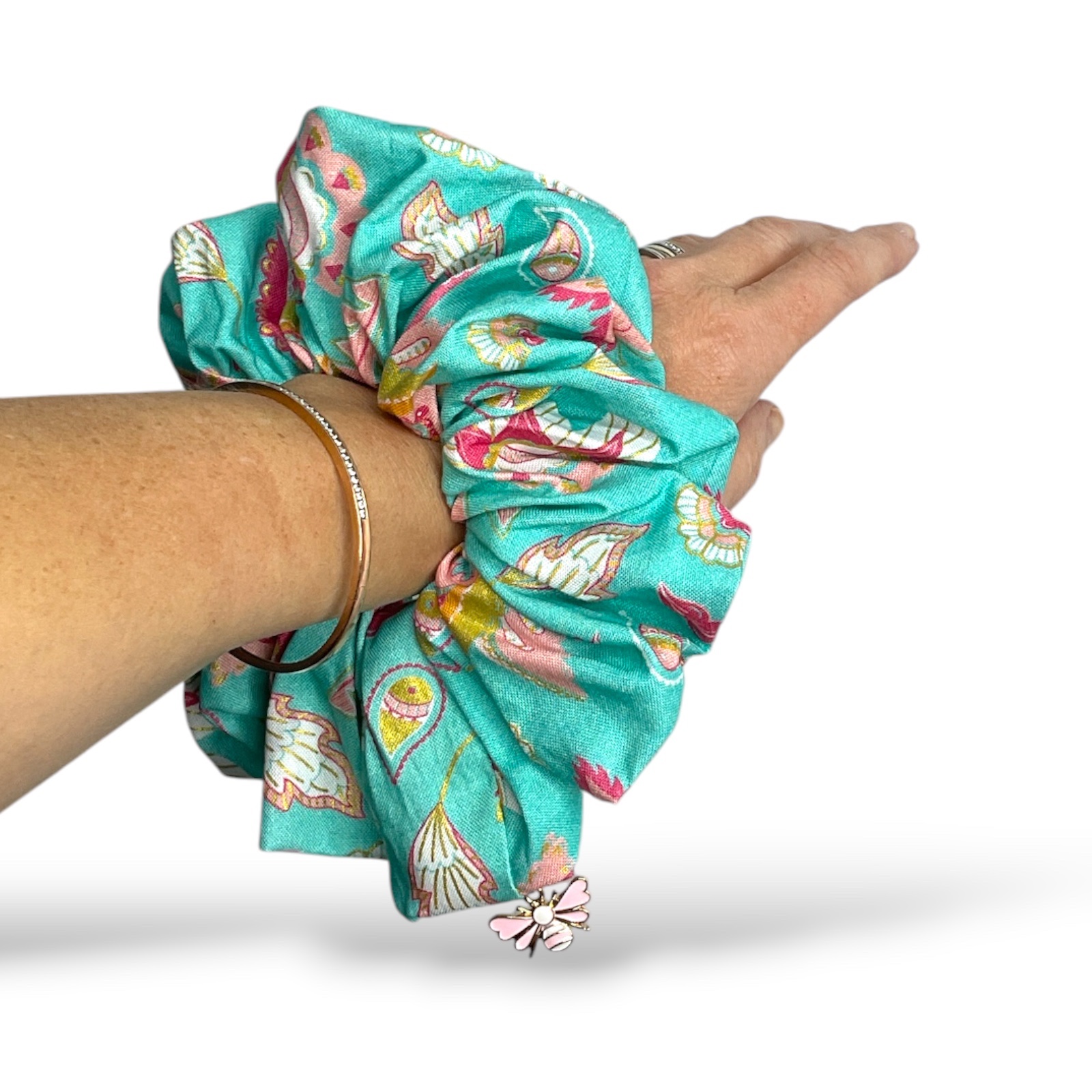 X Large Hair Scrunchie. Tropical Print. Hand Made.