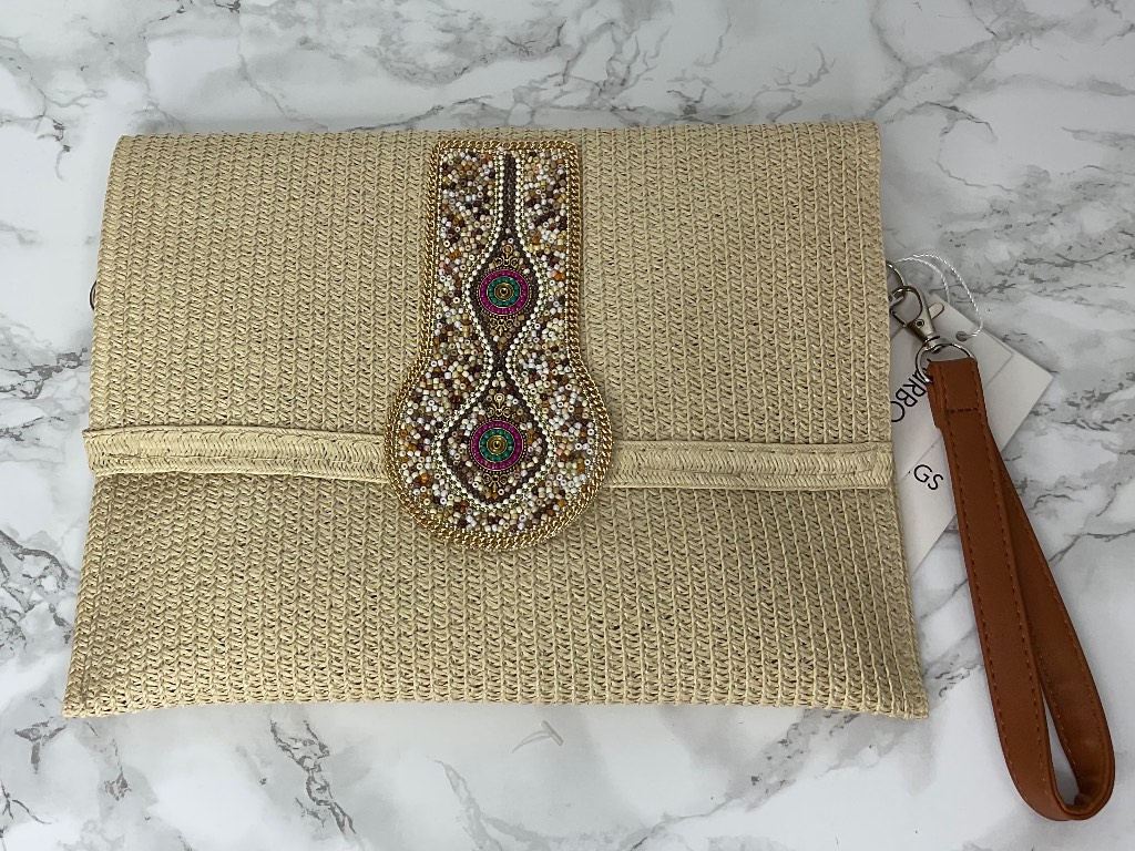 Boho Raffia Style Clutch Bag Beaded Festival Crossbody Shoulder Bag NWT