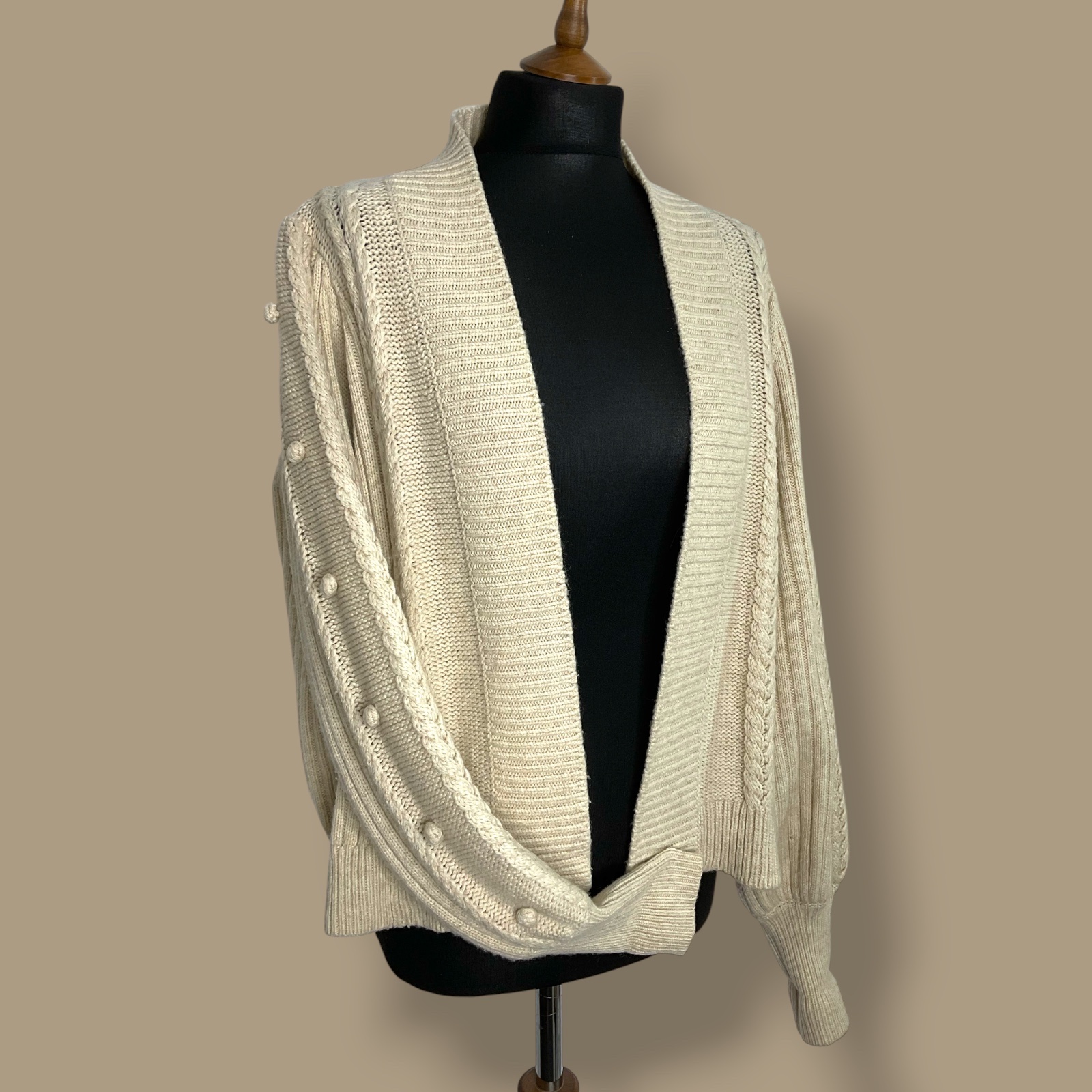 Somerset chunky knit wool blend cardigan size M oatmeal cream