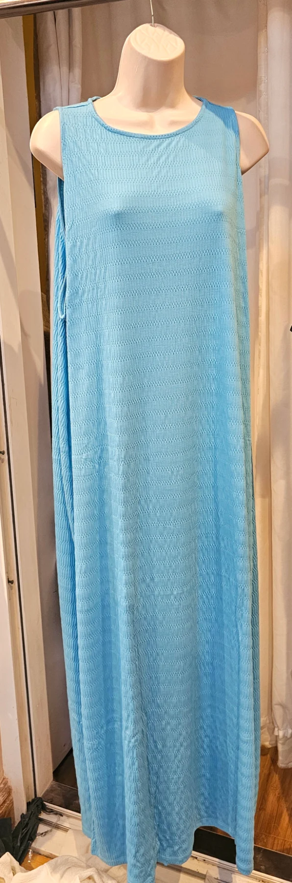 Light Blue textured Relaxed Fit Maxi dress- 26- Simply Be