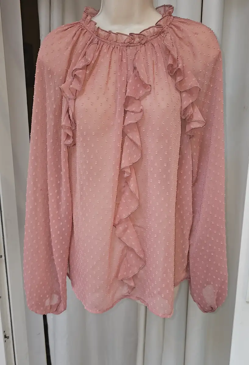Pink Ruffle Style Blouse - 14- Lipsy