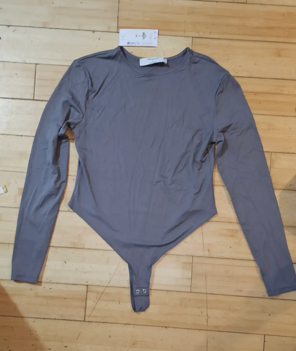 Grey Stretchy Bodysuit - L(12/14- Primark