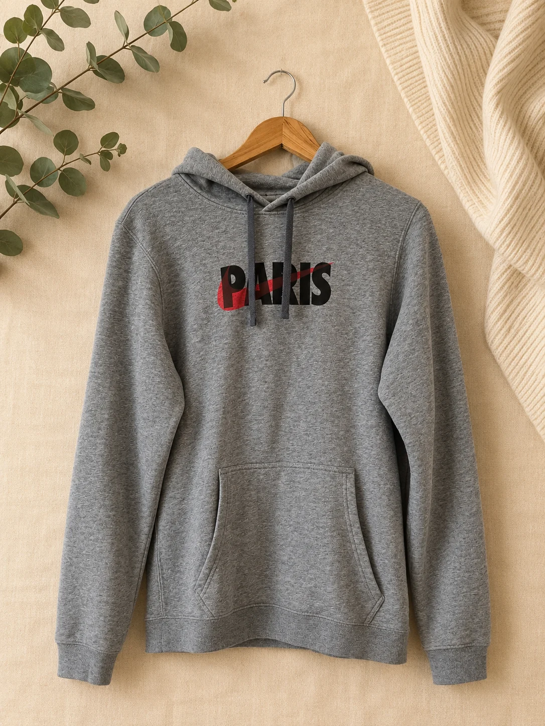 Nike Paris Grey Pullover Hoodie Size S 0003