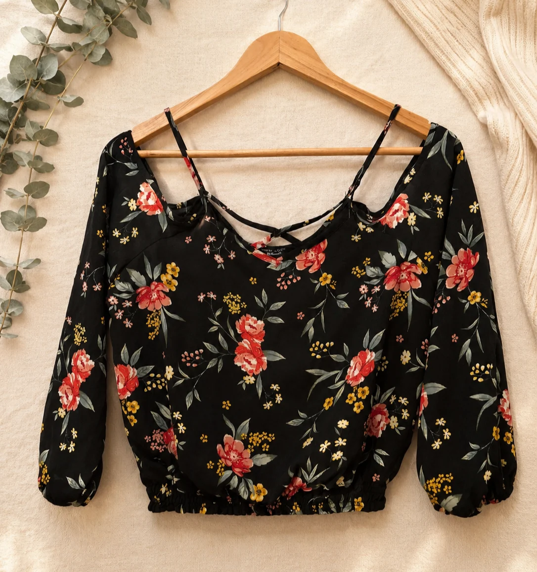 New Look 915 Girls Floral Cold Shoulder Top Age 13 158cm 0096