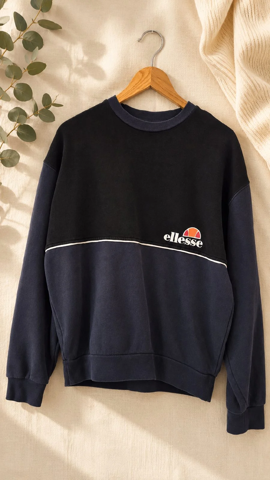 Ellesse Men’s Navy Colour Block Crew Neck Sweatshirt Size S B31