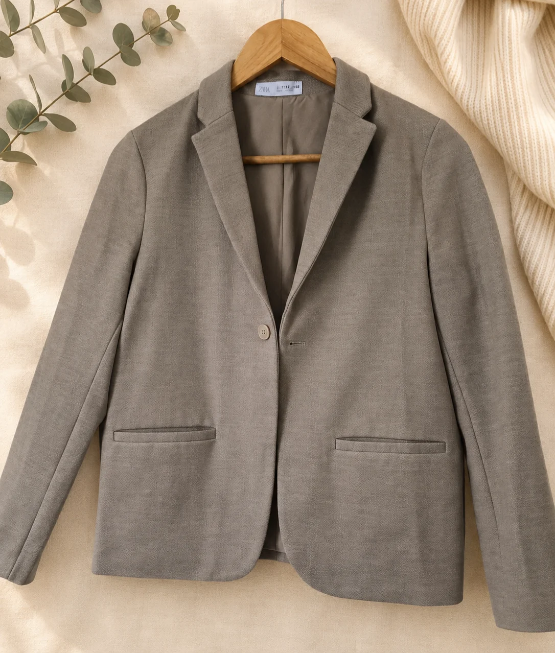 Zara Girls Beige/Taupe Tailored Blazer Age 11-12 Years 152 Smart Jacket 0089